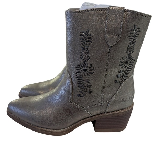 Blowfish Malibu Shoes - NIB Blowfish Malibu Rebel 2 Pewter Metallic Western Boots Embroidered Sz 7.5